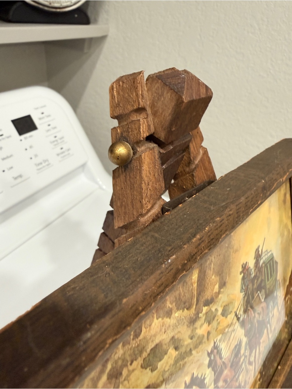 1950’s Ernest Tonk Western Stagecoach Picture with Chunky Wood Easel - Picture 5 of 16